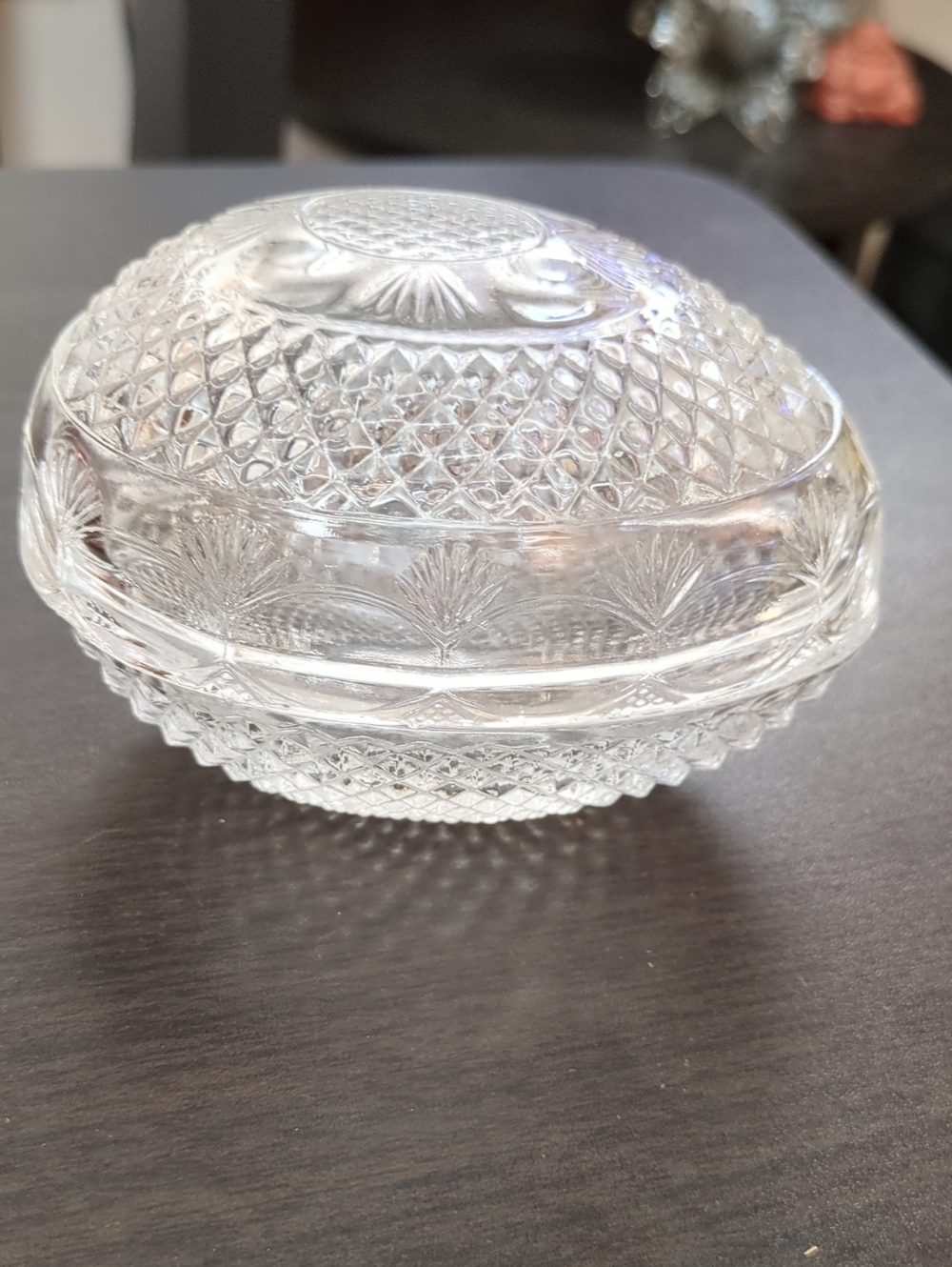 Vintage 1977 Avon Clear Pressed Glass Egg Covered Dish